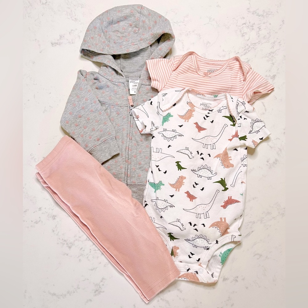 Simple Joys by Carter’s Baby Girl 4-piece Jacket, pant, bodysuit set, 3-6 months